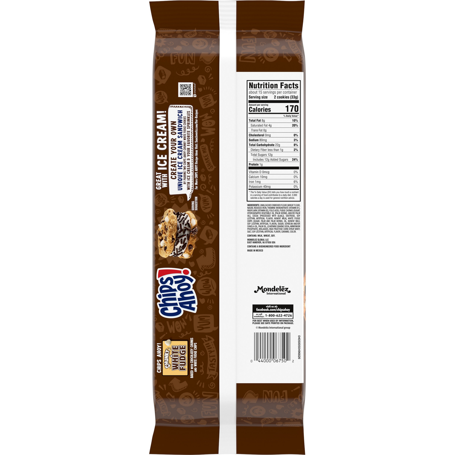 slide 8 of 8, CHIPS AHOY! Crunchy White Fudge Chocolate Chunky Fudgy Chocolate Chip Cookies, Family Size, 18 oz, 18 oz