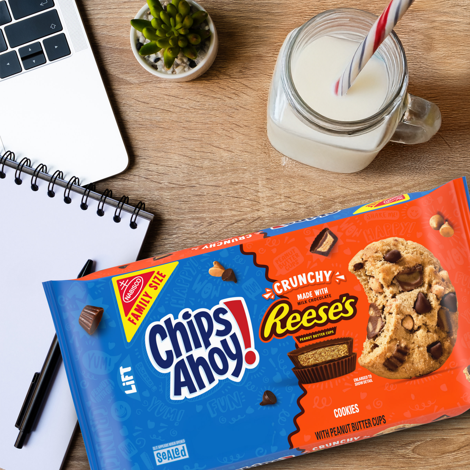 slide 2 of 8, CHIPS AHOY! Reese’s Peanut Butter Cup Chocolate Chip Cookies, Family Size, 14.25 oz, 14.25 oz