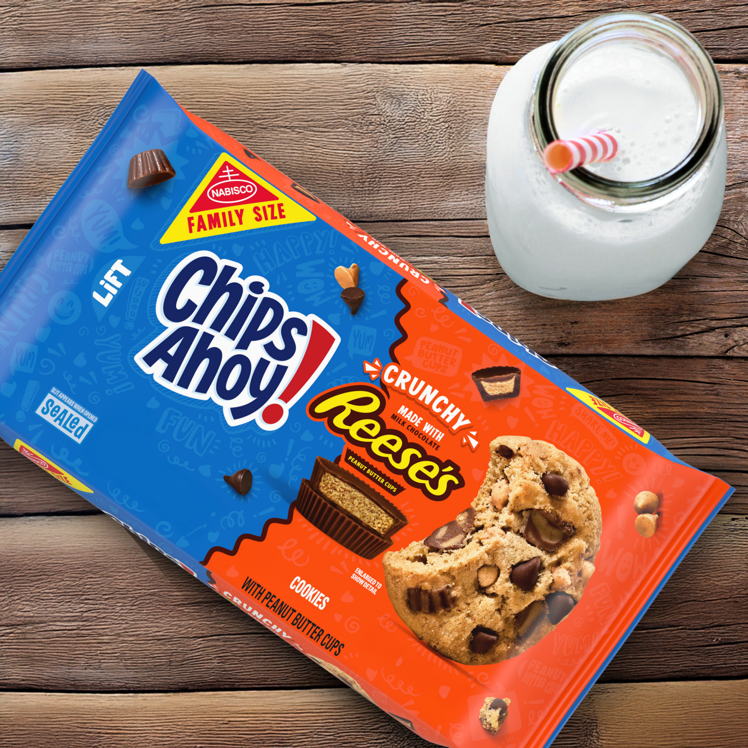 slide 7 of 8, CHIPS AHOY! Reese’s Peanut Butter Cup Chocolate Chip Cookies, Family Size, 14.25 oz, 14.25 oz