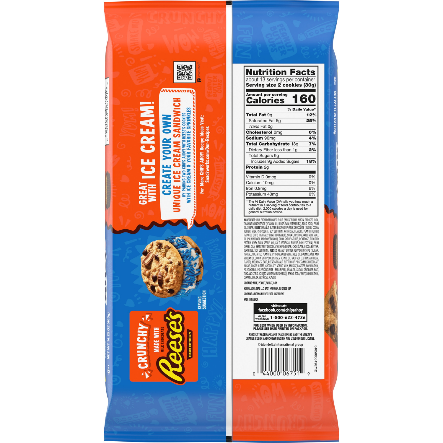 slide 8 of 8, CHIPS AHOY! Reese’s Peanut Butter Cup Chocolate Chip Cookies, Family Size, 14.25 oz, 14.25 oz