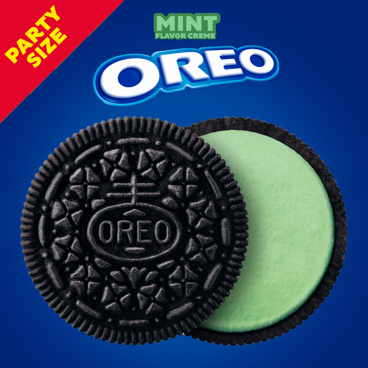 slide 6 of 8, OREO Mint Creme Chocolate Sandwich Cookies, Party Size, 24.95 oz, 24.95 oz