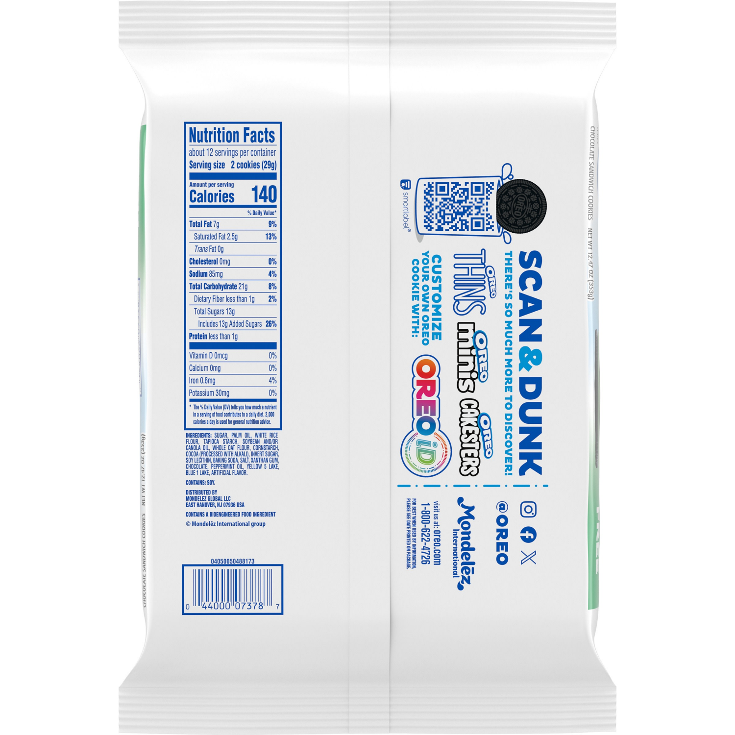 slide 8 of 8, OREO Gluten Free Mint Creme Chocolate Sandwich Cookies, Gluten Free Cookies, 12.47 oz, 12.47 oz