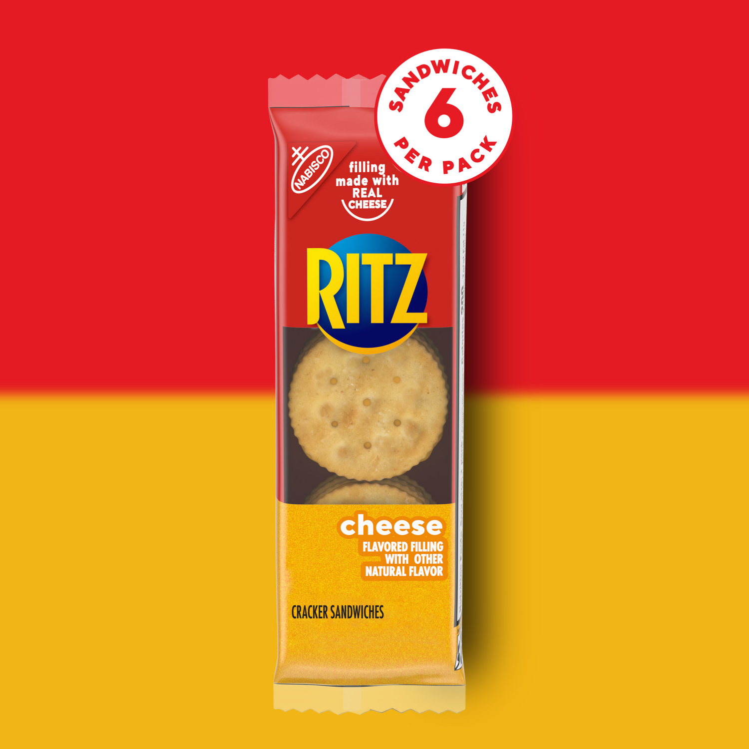 slide 4 of 8, RITZ Cheese Sandwich Crackers, Lunch Snacks, 20 Snack Packs (6 Crackers Per Pack), 20 ct