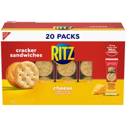 RITZ Cheese Sandwich Crackers, Lunch Snacks, 20 Snack Packs (6 Crackers Per Pack)