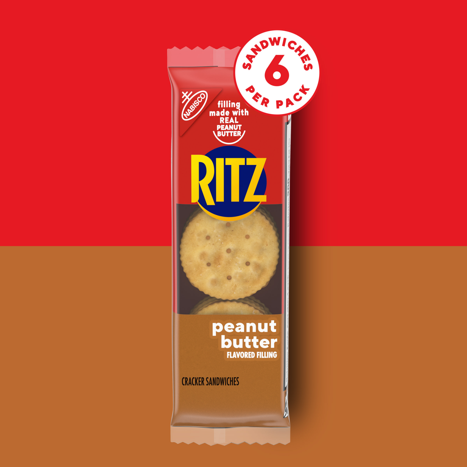 slide 4 of 8, RITZ Peanut Butter Sandwich Crackers, Lunch Snacks, 20 Snack Packs (6 Crackers Per Pack), 20 ct