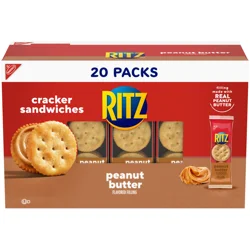 RITZ Peanut Butter Sandwich Crackers, Lunch Snacks, 20 Snack Packs (6 Crackers Per Pack)