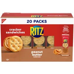 RITZ Peanut Butter Sandwich Crackers, Lunch Snacks, 20 Snack Packs (6 Crackers Per Pack)