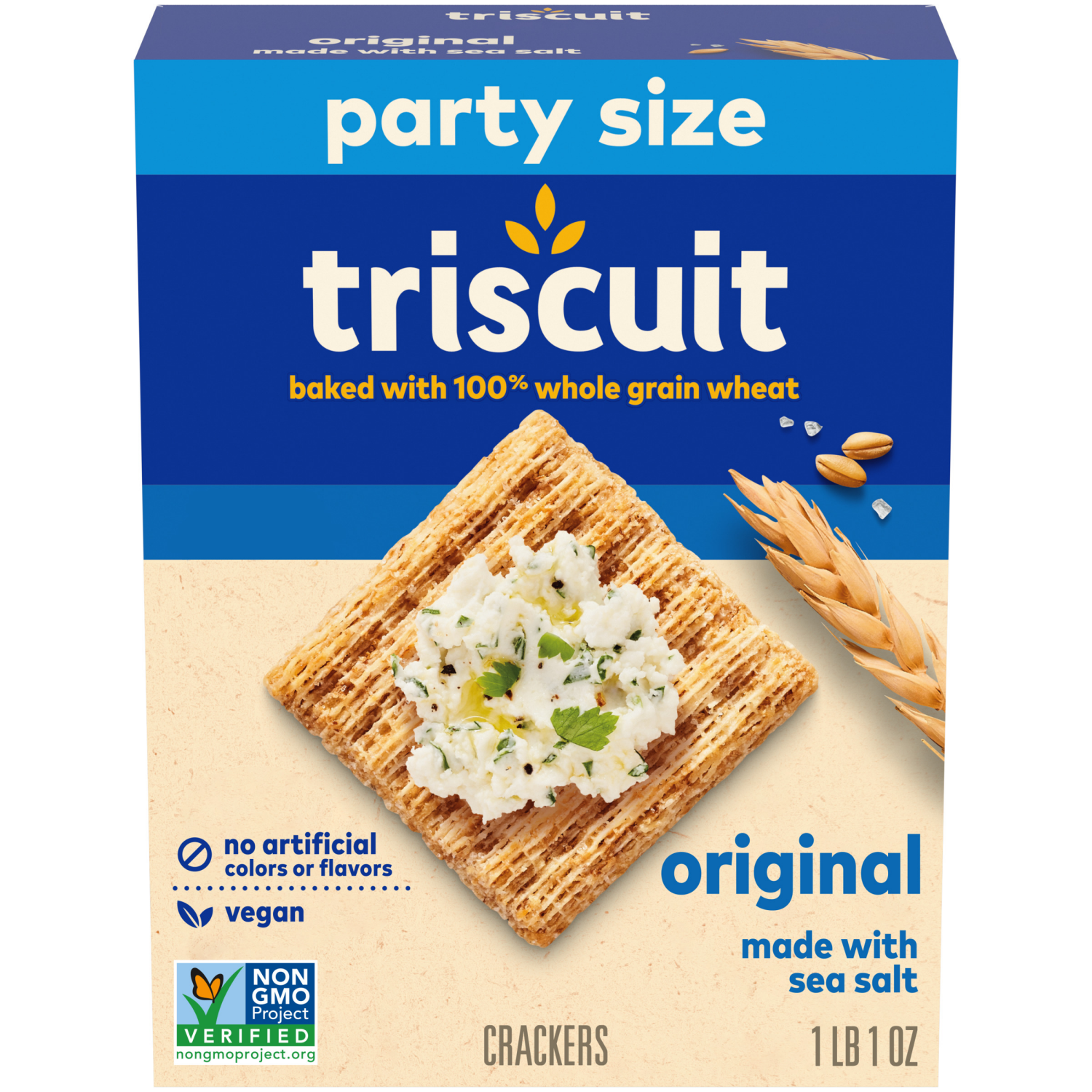 slide 1 of 5, Triscuit Original Whole Grain Wheat Crackers, Vegan Crackers, Party Size, 17 oz, 17 oz