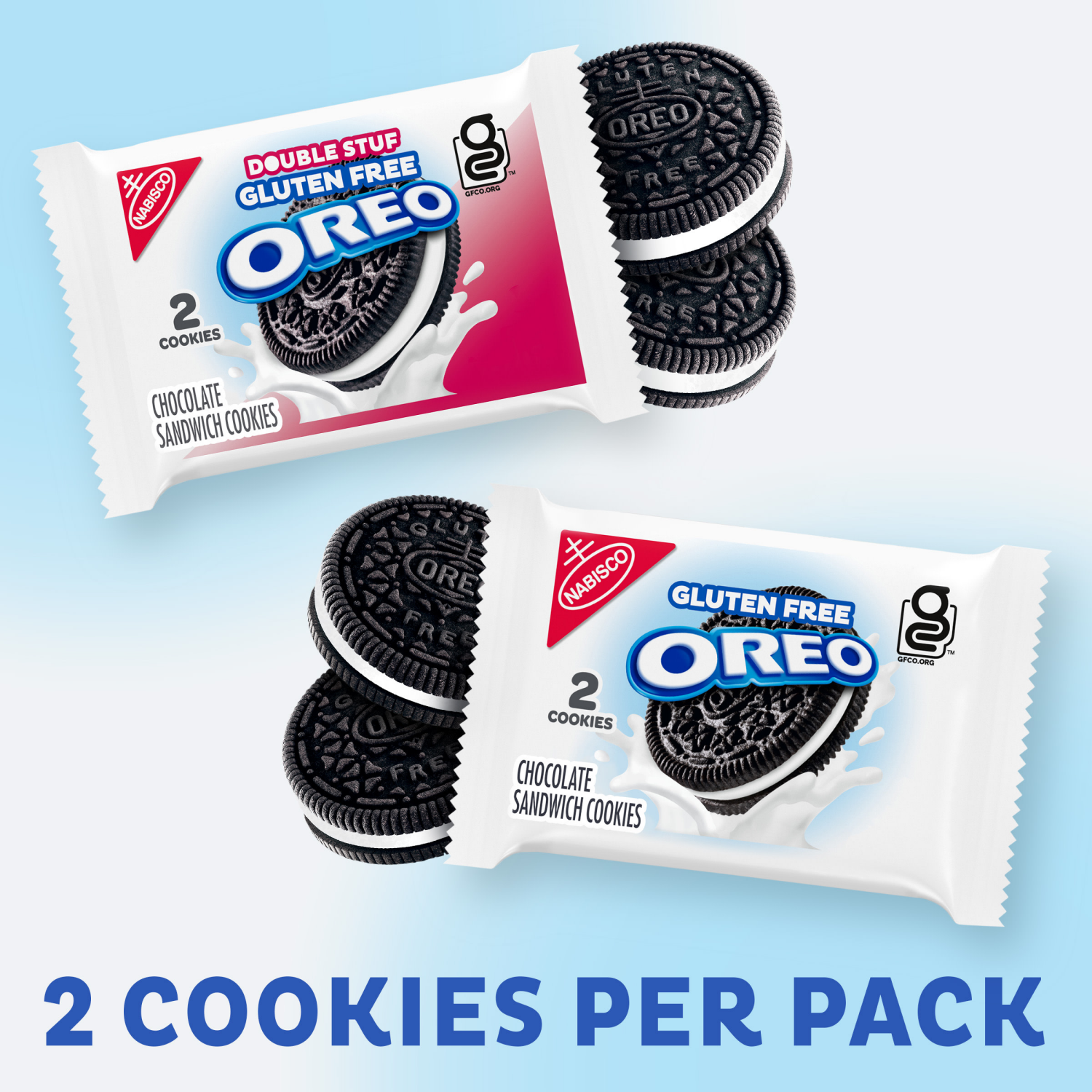 slide 4 of 8, OREO Gluten Free Original & Double Stuf Chocolate Sandwich Cookies Variety Pack, Gluten Free Cookies, 20 Snack Packs (2 Cookies per Pack), 18 oz