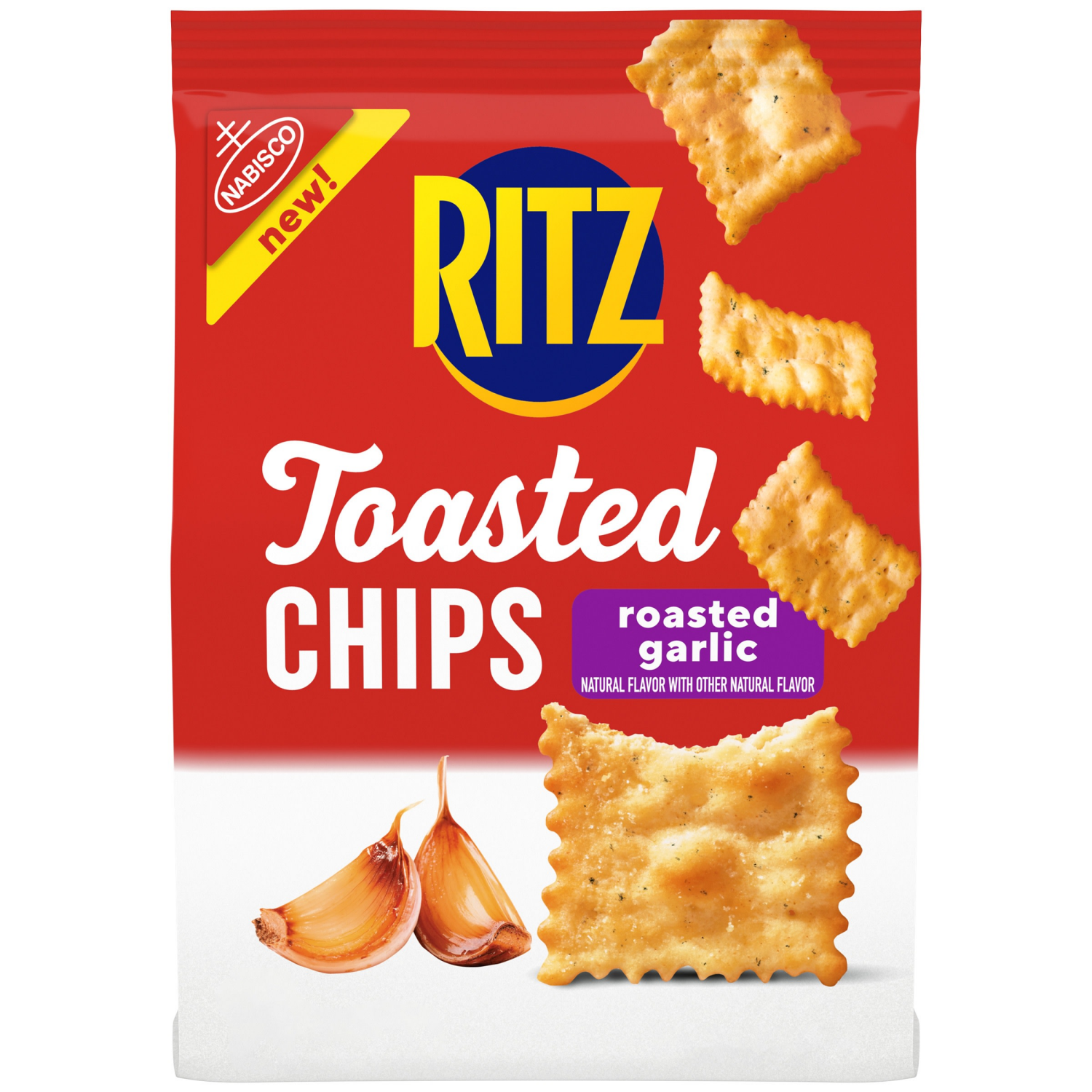 slide 1 of 8, RITZ Toasted Chips Roasted Garlic Crackers, Party Snacks, 8.1 oz, 8.1 oz