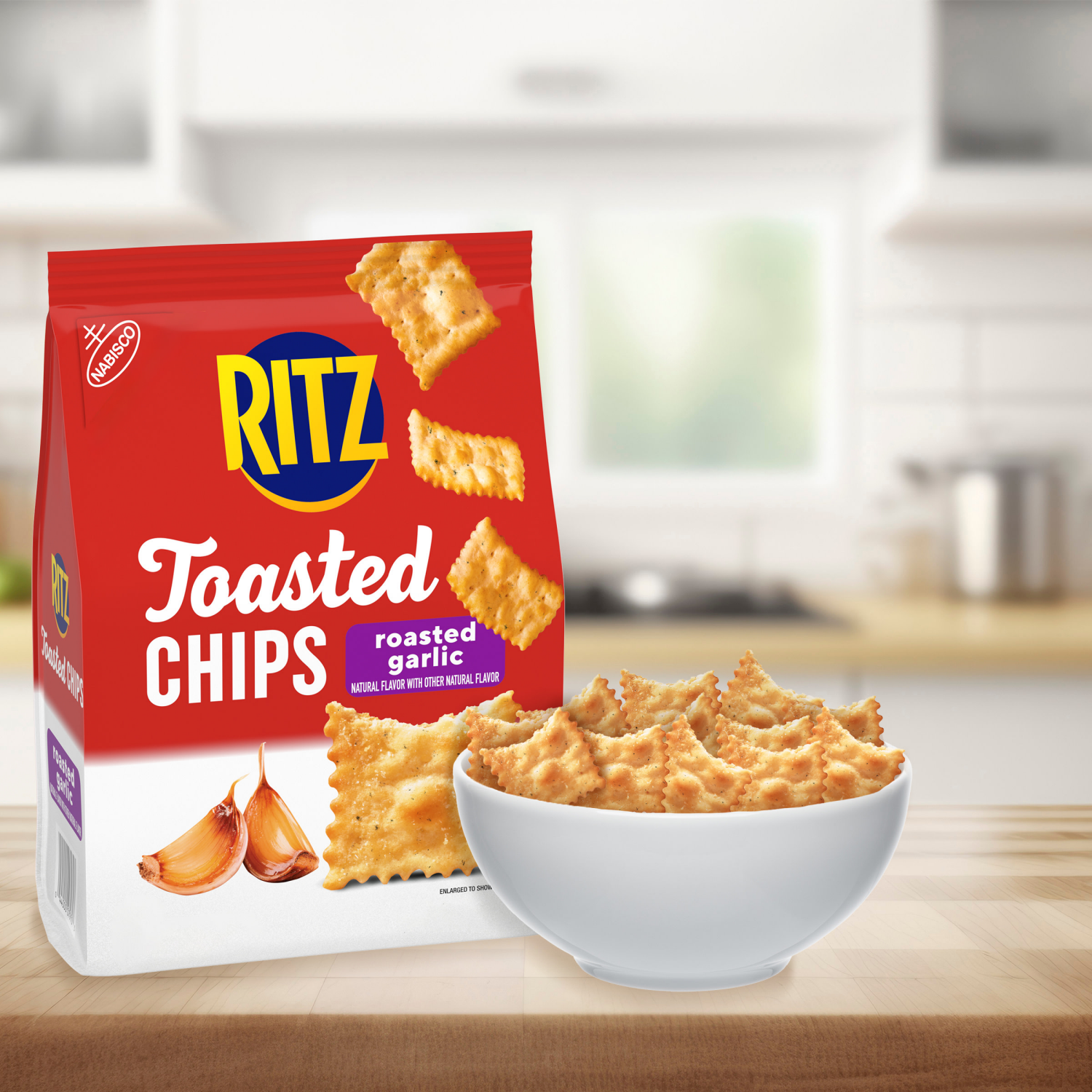 slide 7 of 8, RITZ Toasted Chips Roasted Garlic Crackers, Party Snacks, 8.1 oz, 8.1 oz