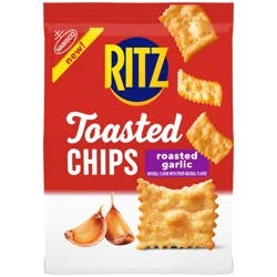 RITZ Toasted Chips Roasted Garlic Crackers, Party Snacks, 8.1 oz