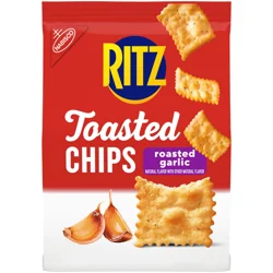RITZ Toasted Chips Roasted Garlic Crackers, Party Snacks, 8.1 oz