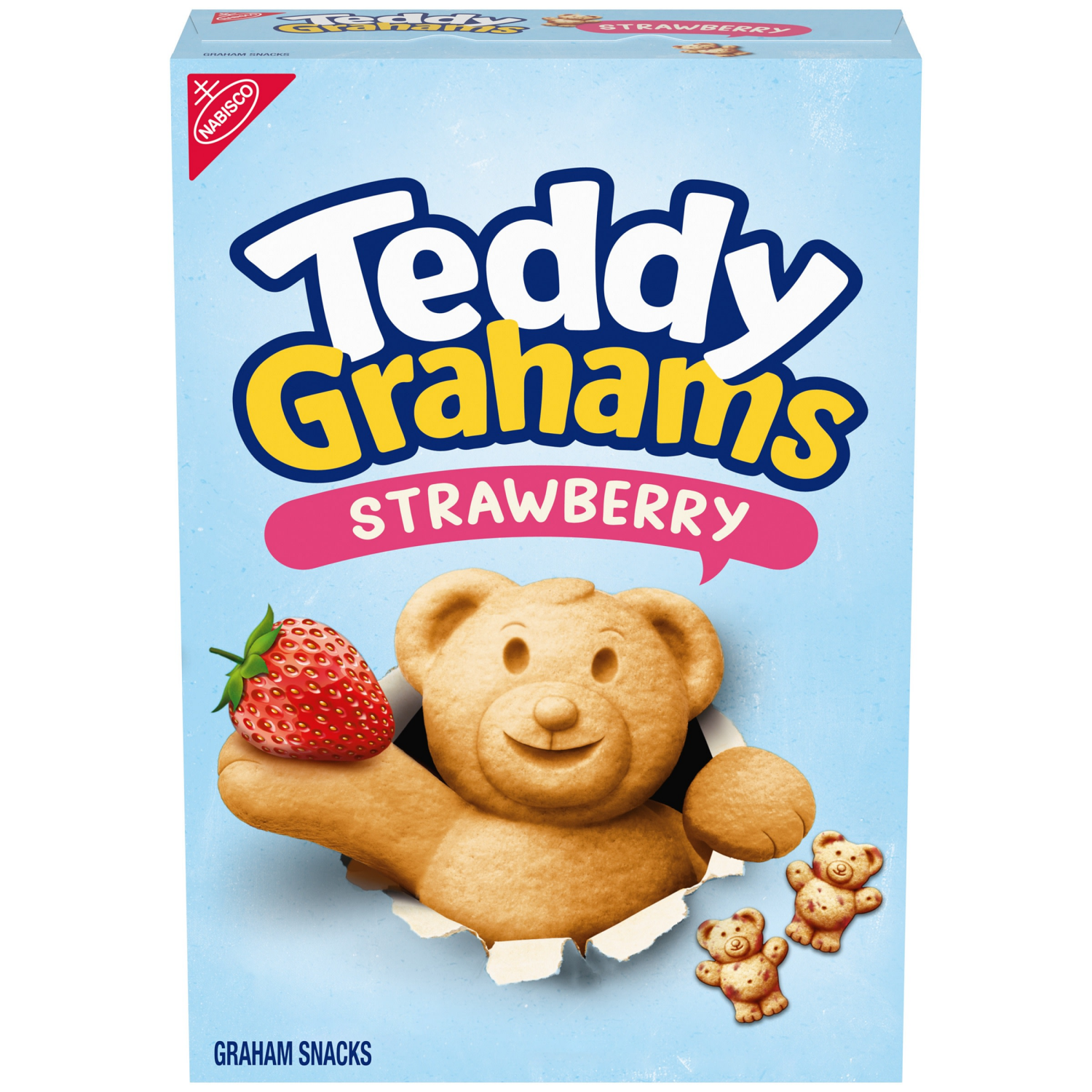 slide 1 of 5, TEDDY GRAHAMS Strawberry Flavor Graham Snacks, Kids Snacks, 10 oz, 10 oz