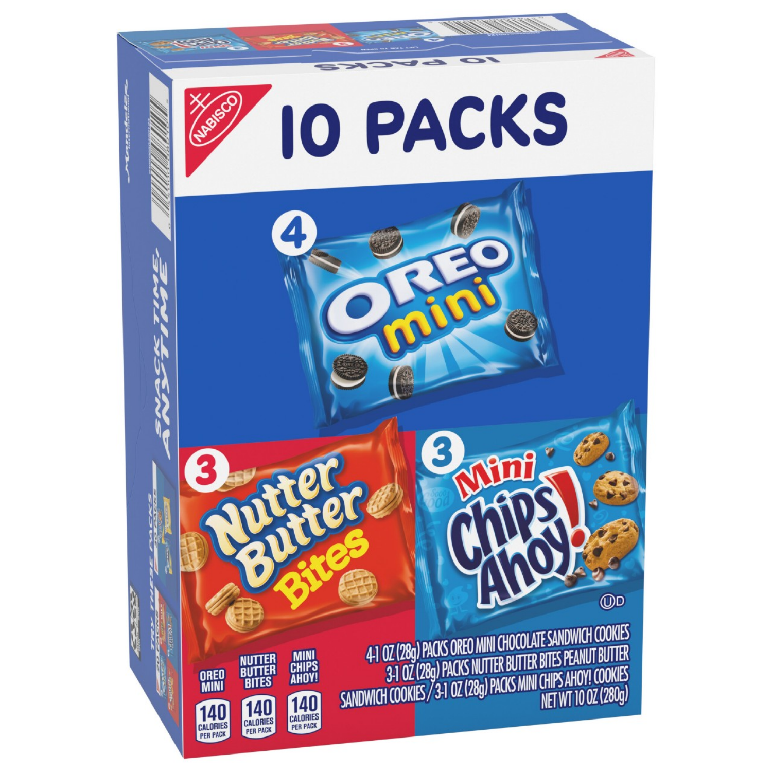 slide 2 of 5, Nabisco Cookie Variety Pack, OREO Mini, Nutter Butter Bites, CHIPS AHOY! Mini, 10 Snack Packs, 10 ct