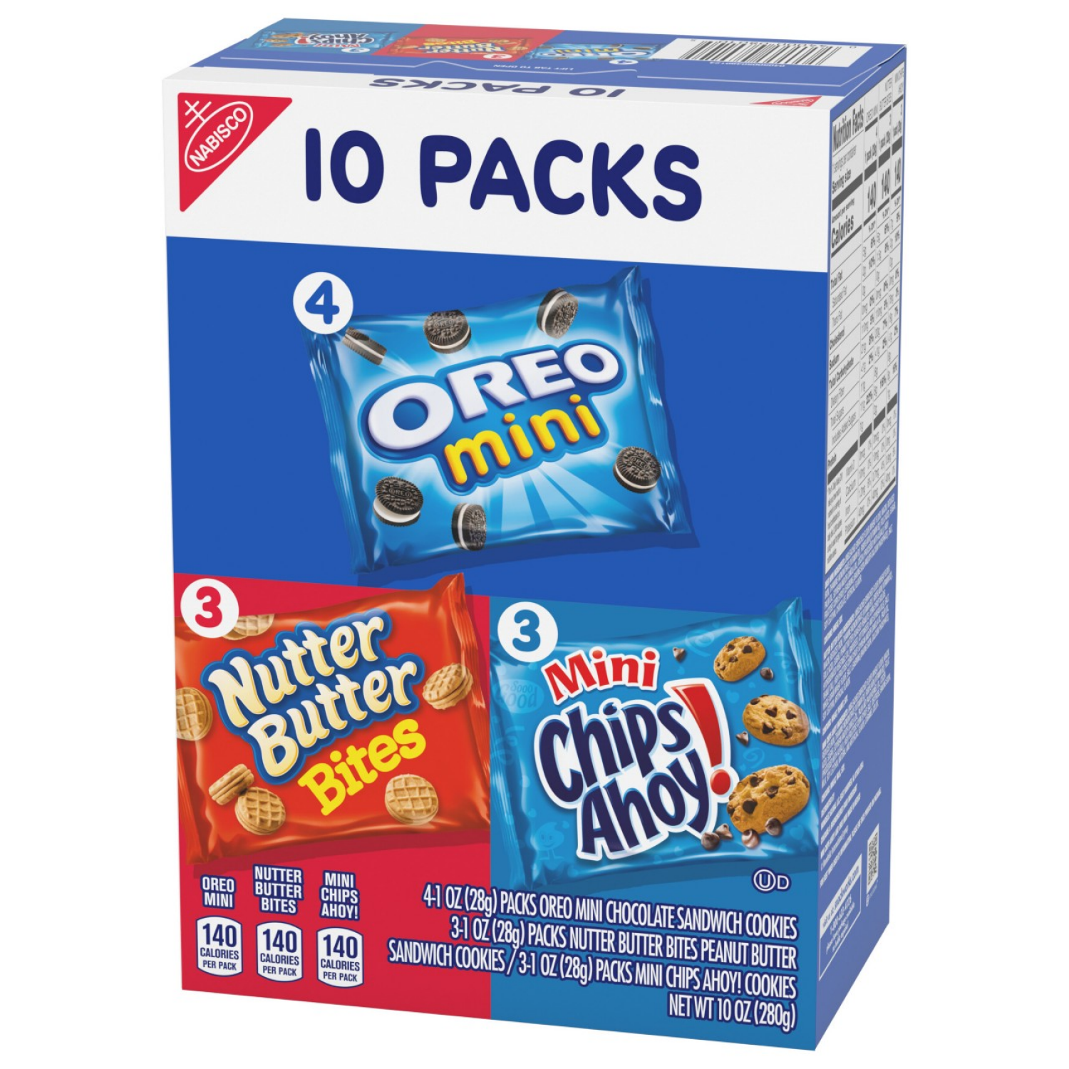 slide 3 of 5, Nabisco Cookie Variety Pack, OREO Mini, Nutter Butter Bites, CHIPS AHOY! Mini, 10 Snack Packs, 10 ct
