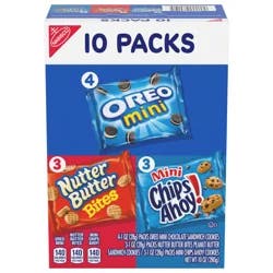 Nabisco Cookie Variety Pack, OREO Mini, Nutter Butter Bites, CHIPS AHOY! Mini, 10 Snack Packs