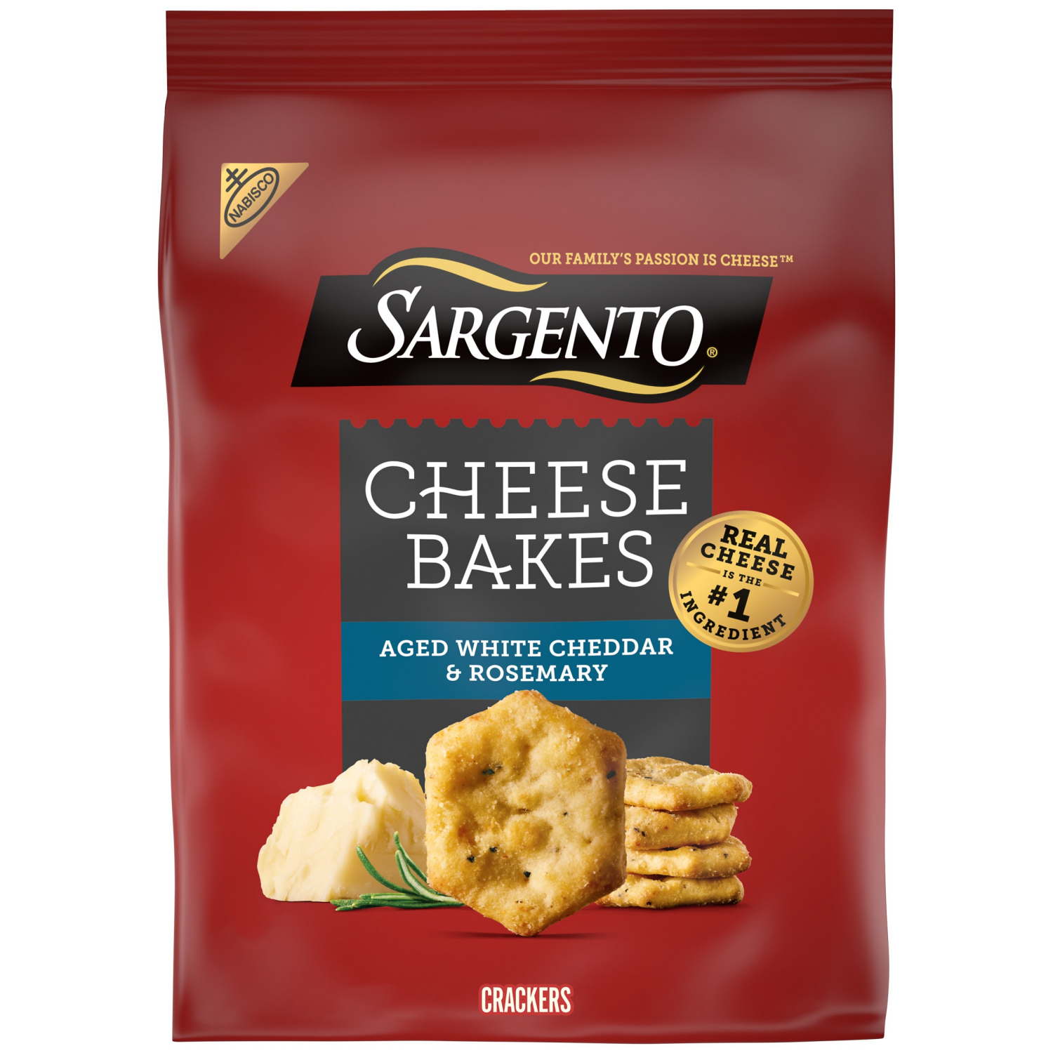 slide 1 of 5, Sargento Cheese Bakes Aged White Cheddar and Rosemary Crackers, Cheese Crackers, Lunch Snacks, 4.5 oz, 4.5 oz