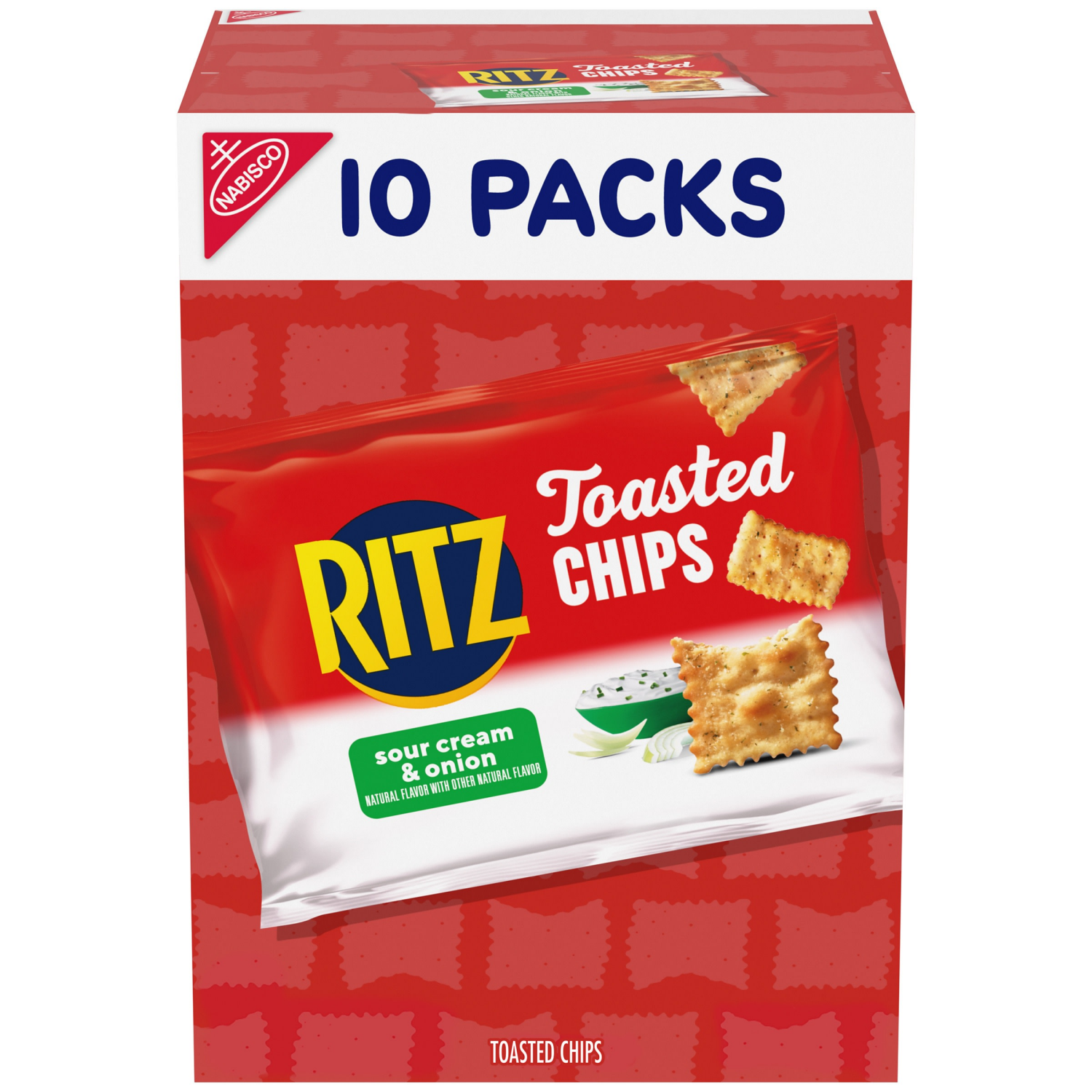slide 1 of 5, RITZ Toasted Chips Sour Cream and Onion Crackers, 10 - 1.0 oz Snack Packs, 10 ct