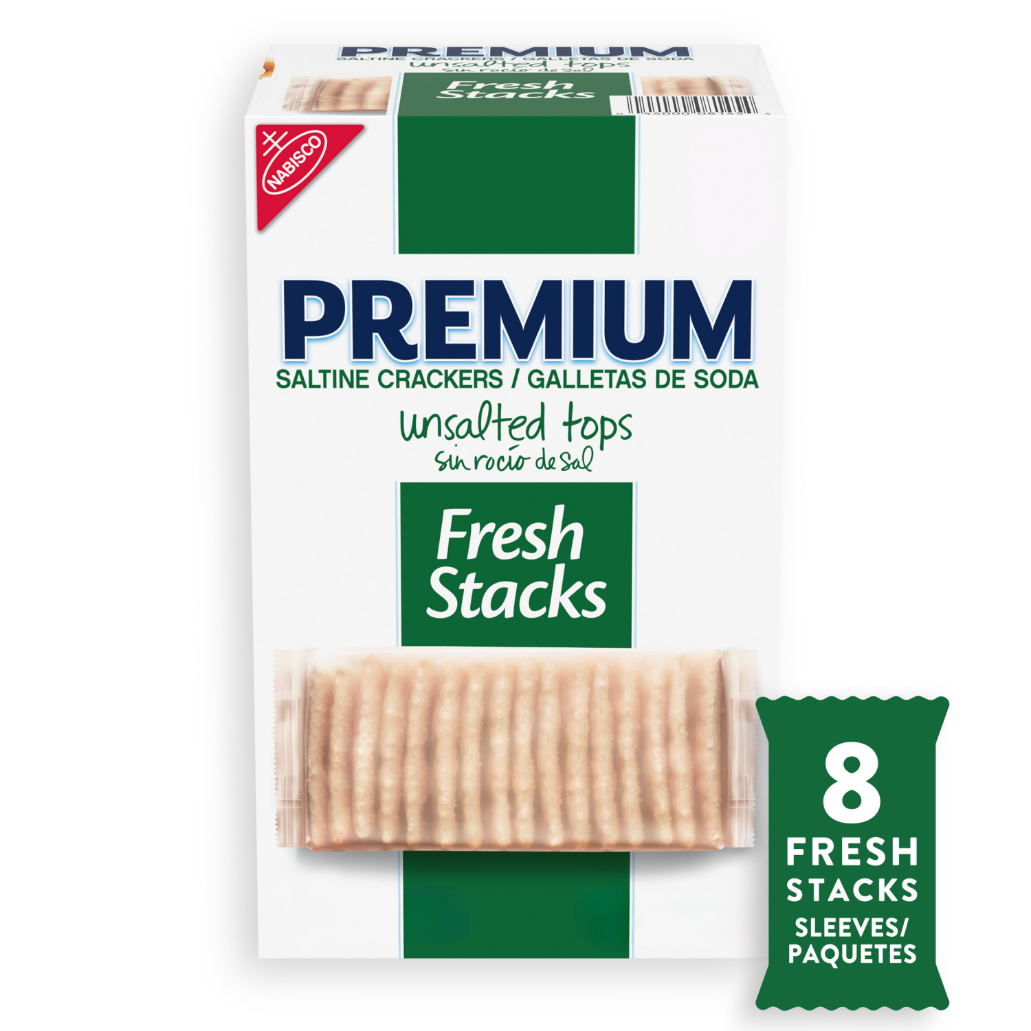slide 4 of 8, Premium Fresh Stacks Unsalted Tops Saltine Crackers, Travel Snacks, 14.2 oz (8 Multi Snack Packs), 8 ct