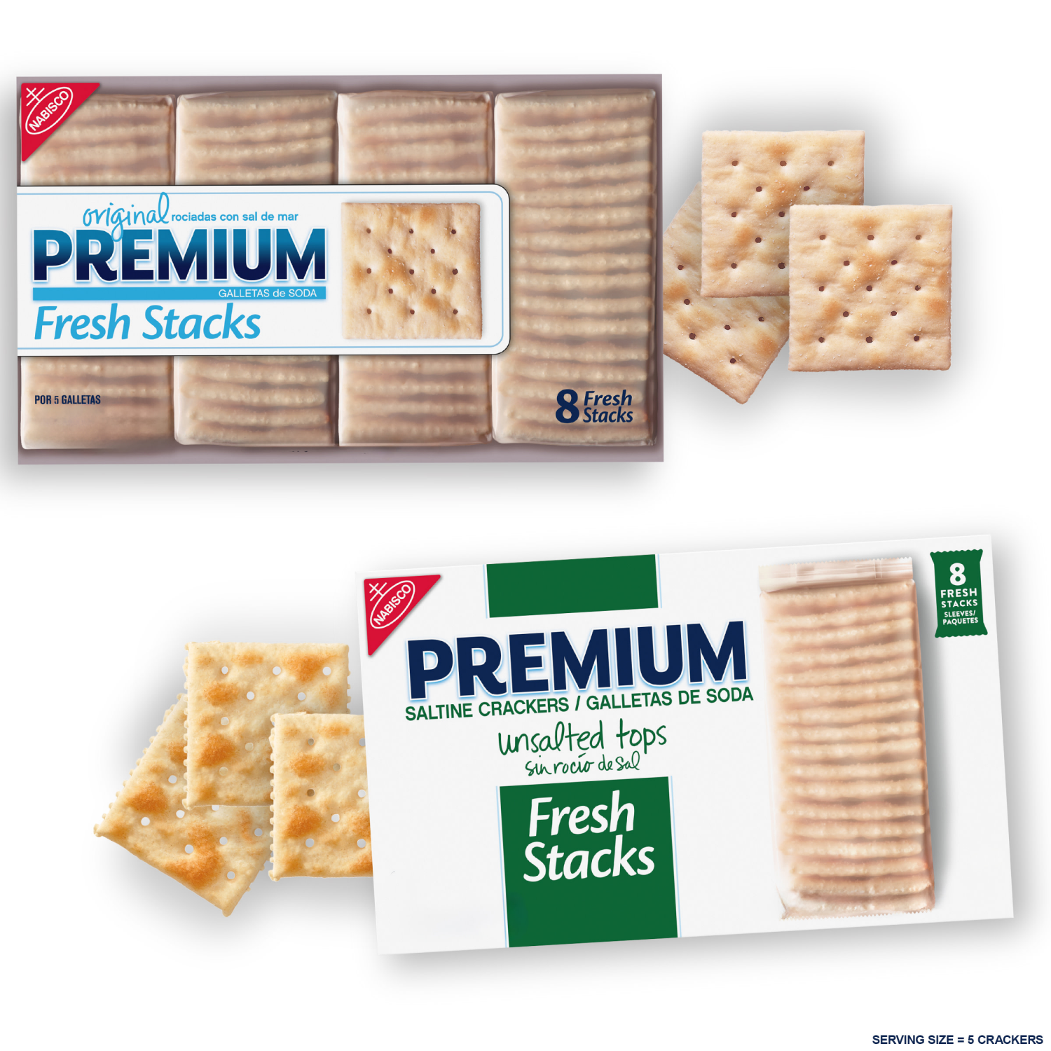 slide 7 of 8, Premium Fresh Stacks Unsalted Tops Saltine Crackers, Travel Snacks, 14.2 oz (8 Multi Snack Packs), 8 ct