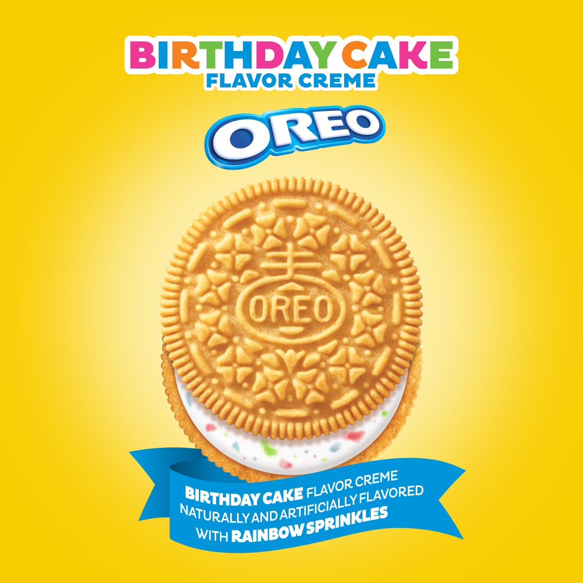 slide 4 of 5, OREO Golden Birthday Cake Creme Sandwich Cookies, Limited Edition, 10.68 oz, 10.68 oz
