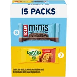 Mondelez International CLIF BAR Minis Energy Bars & belVita Crunchy Breakfast Biscuits, Snack Variety Pack, 15 Snack Packs
