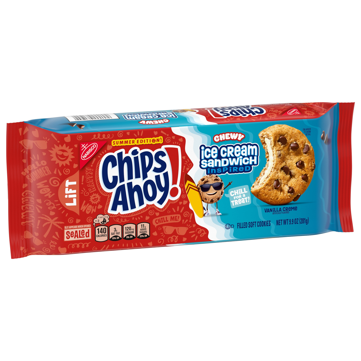 slide 2 of 3, CHIPS AHOY! Chewy Ice Cream Sandwich-Inspired Chocolate Chip Cookies\, Limited Edition\, 9.9 oz Pack, 9.9 oz