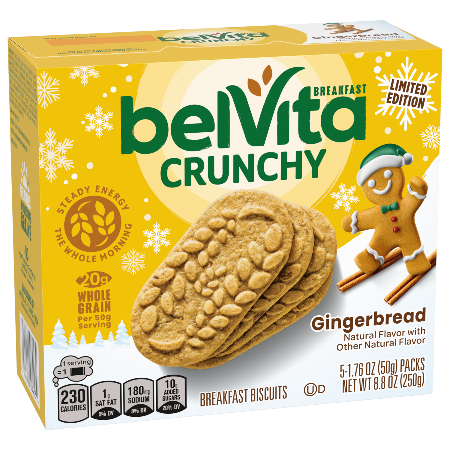 slide 3 of 4, belVita Breakfast Bars Biscuits, Gingerbread, Limited Edition, 5 Packs (4 Biscuits Per Pack), 5 ct
