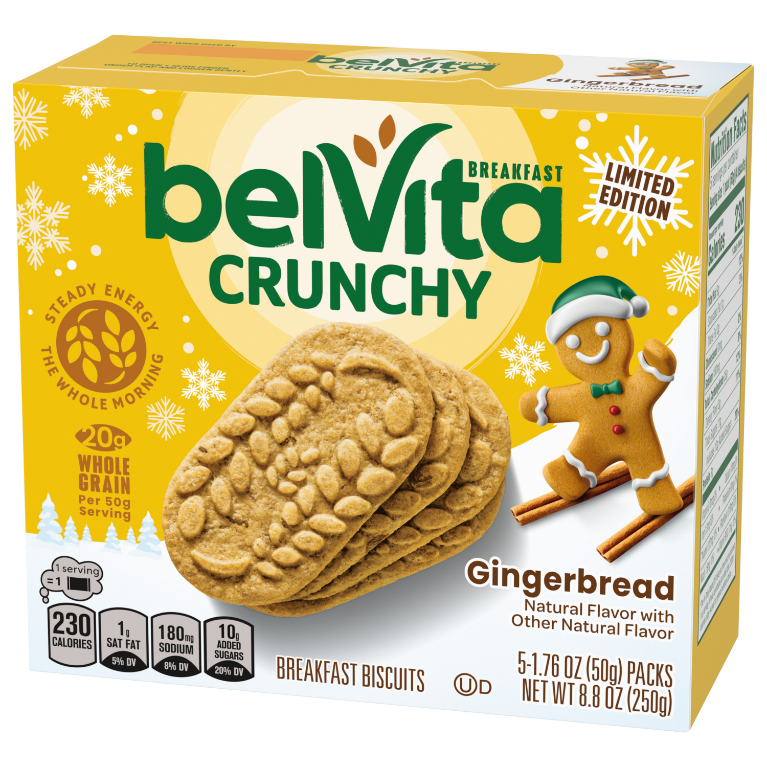 slide 4 of 4, belVita Breakfast Bars Biscuits, Gingerbread, Limited Edition, 5 Packs (4 Biscuits Per Pack), 5 ct