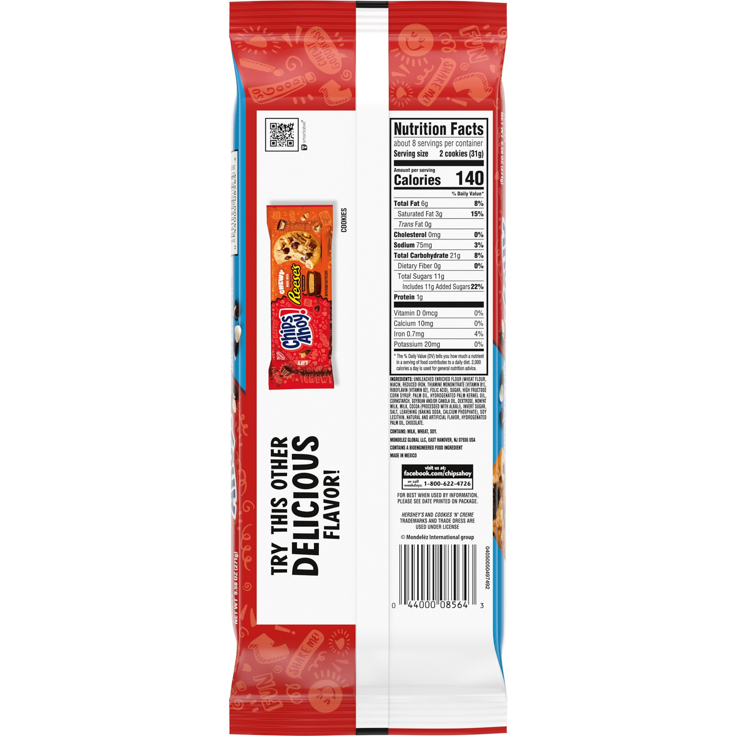 slide 8 of 8, Chips Ahoy! Cookies Hershey Cookie & Creme 9.6 Oz, 9.6 oz