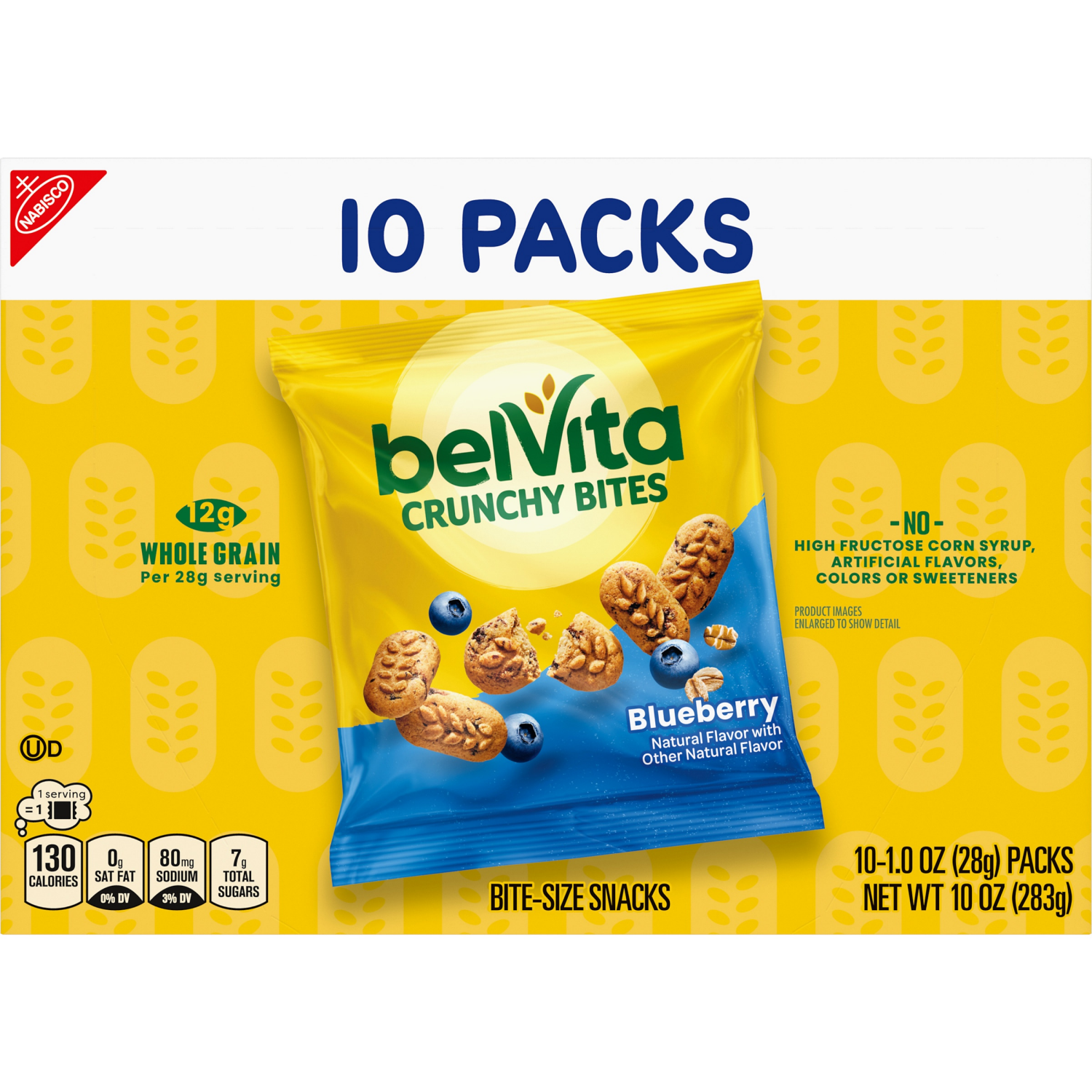 slide 2 of 5, belVita Bite Size Snacks, Blueberry Crunchy Bites, 10 - 1 oz Snack Packs, 10 ct
