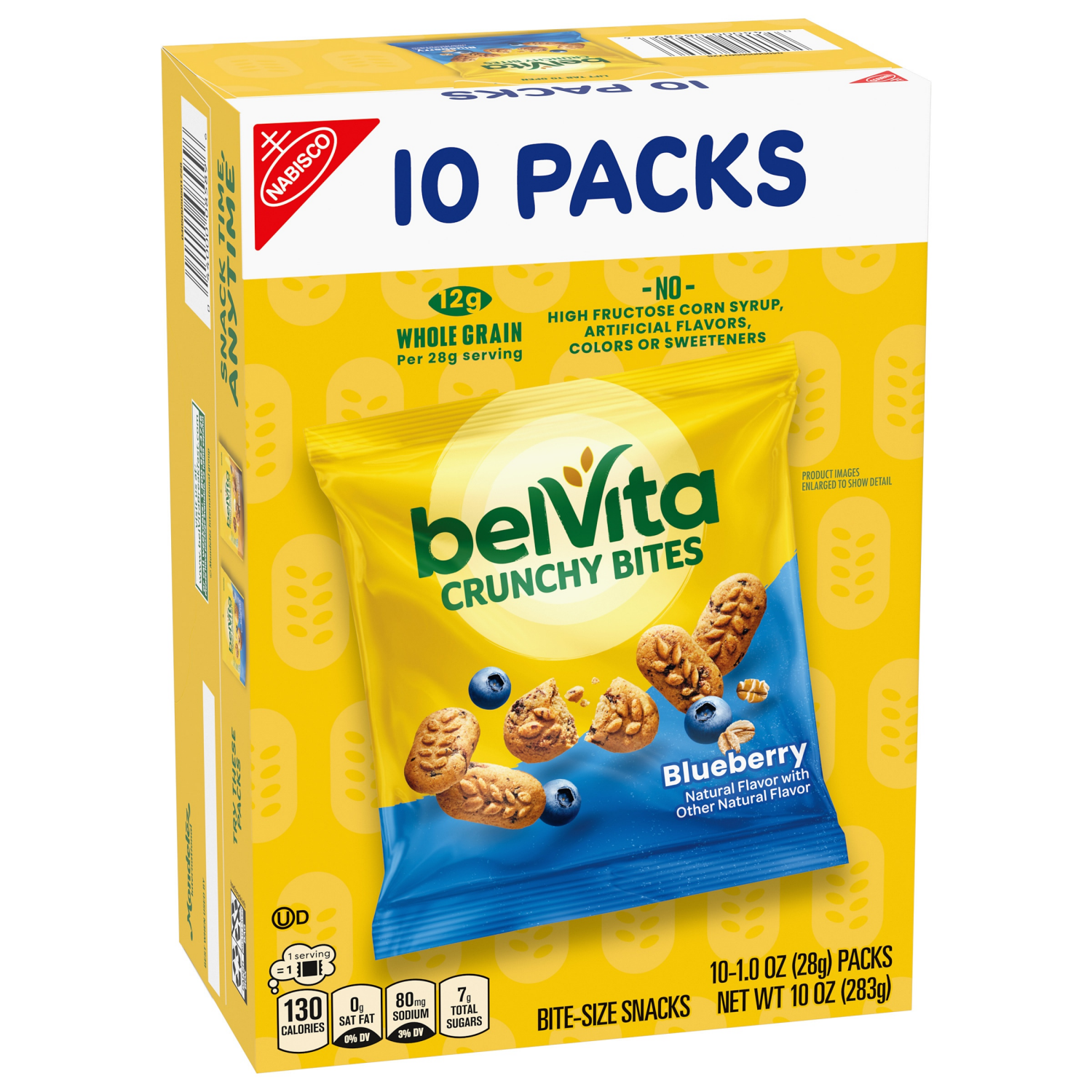 slide 4 of 5, belVita Bite Size Snacks, Blueberry Crunchy Bites, 10 - 1 oz Snack Packs, 10 ct