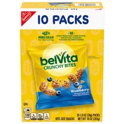 belVita Bite Size Snacks, Blueberry Crunchy Bites, 10 - 1 oz Snack Packs