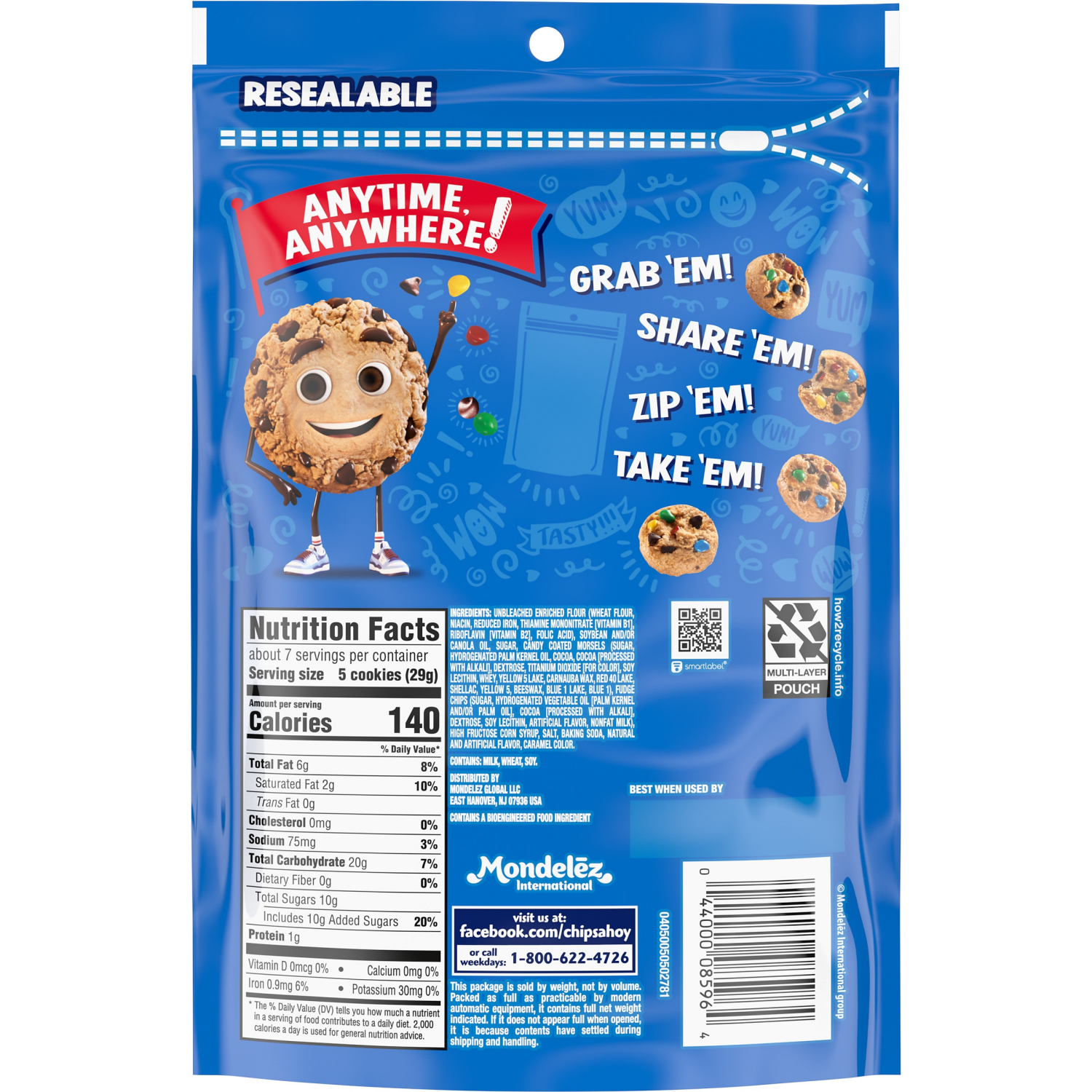 slide 2 of 4, Chips Ahoy! Cookies Mini Candy Blast Snak Sak 7 Oz, 7 oz
