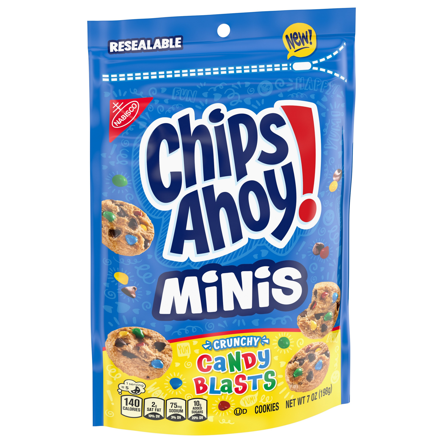 slide 3 of 4, Chips Ahoy! Cookies Mini Candy Blast Snak Sak 7 Oz, 7 oz