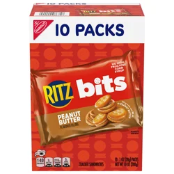 RITZ Bits Peanut Butter Sandwich Crackers, Lunch Snacks, 10 Snack Packs