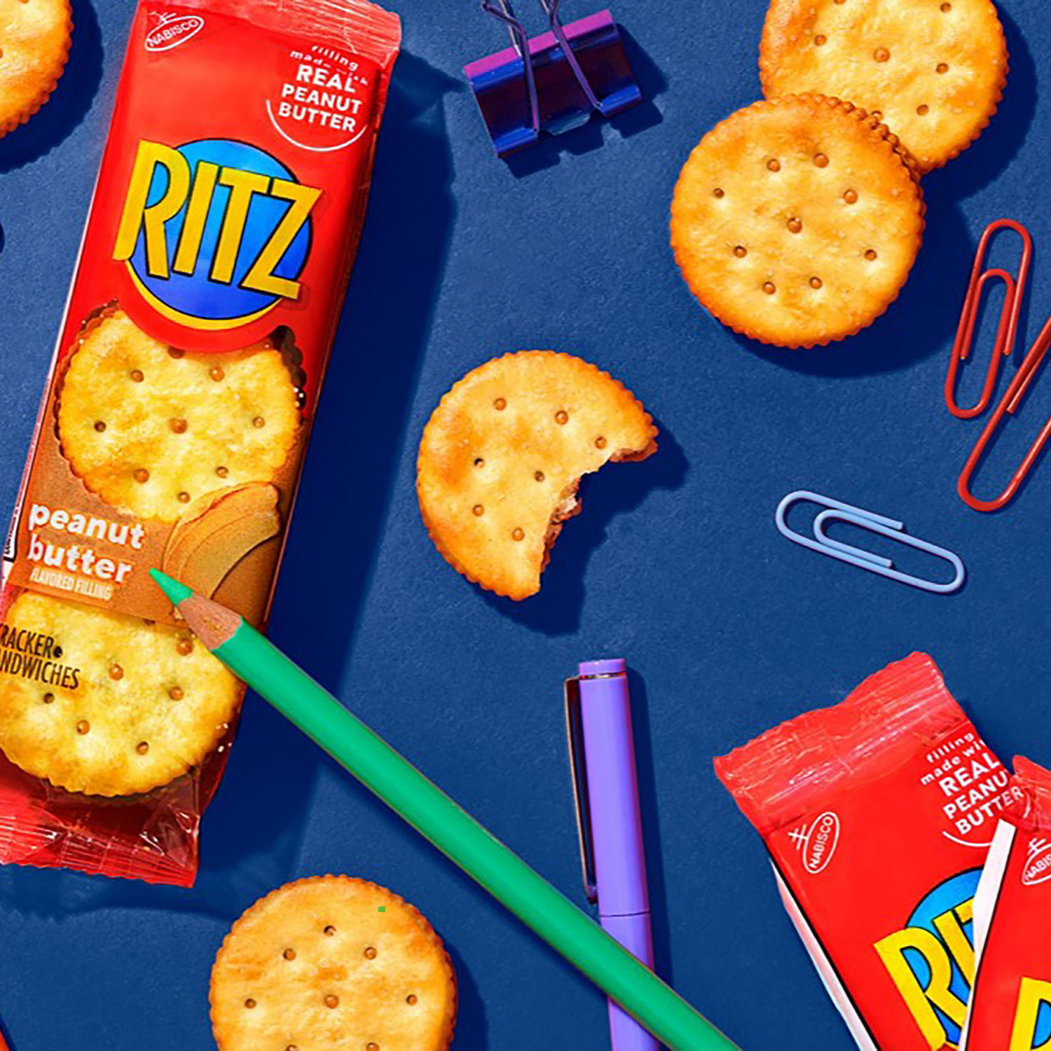 slide 6 of 8, RITZ Peanut Butter Sandwich Crackers, Lunch Snacks, 8 Snack Packs (6 Crackers Per Pack), 8 ct