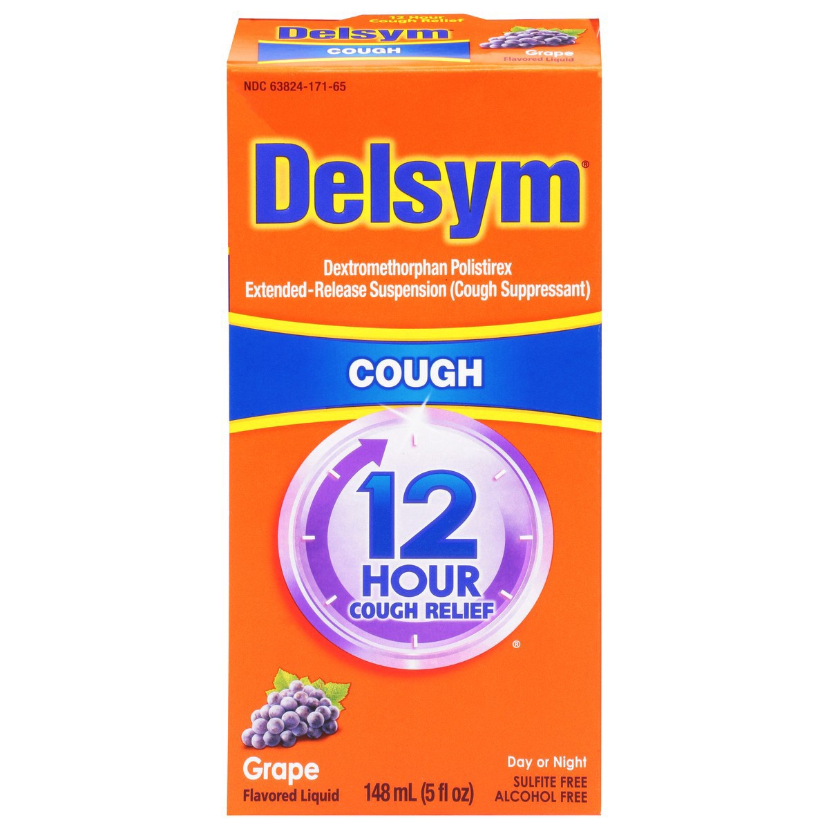 slide 2 of 14, Delsym Adult Cough Suppressant Liquid, Grape Flavor, 5 Ounce, 5 oz