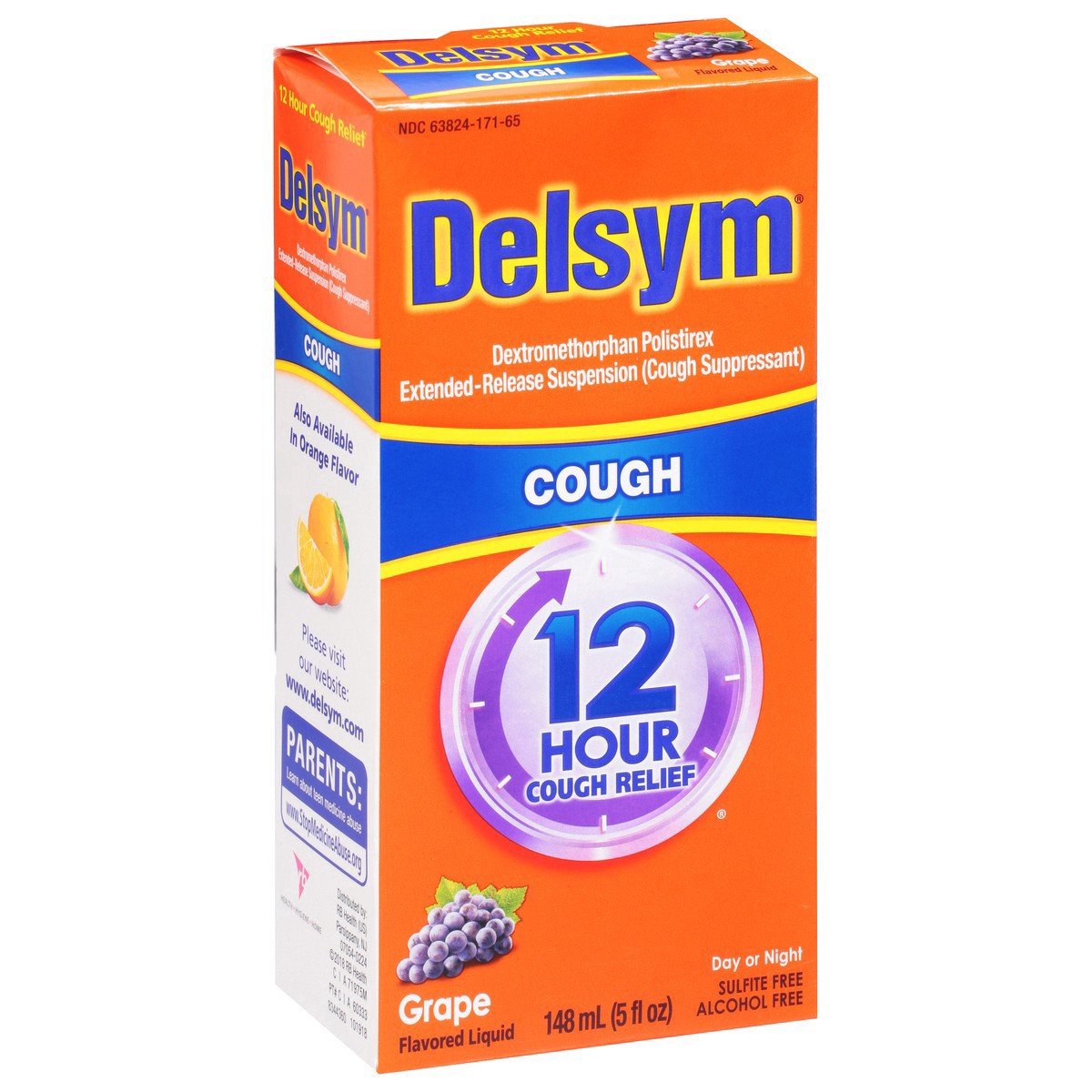 slide 6 of 14, Delsym Adult Cough Suppressant Liquid, Grape Flavor, 5 Ounce, 5 oz