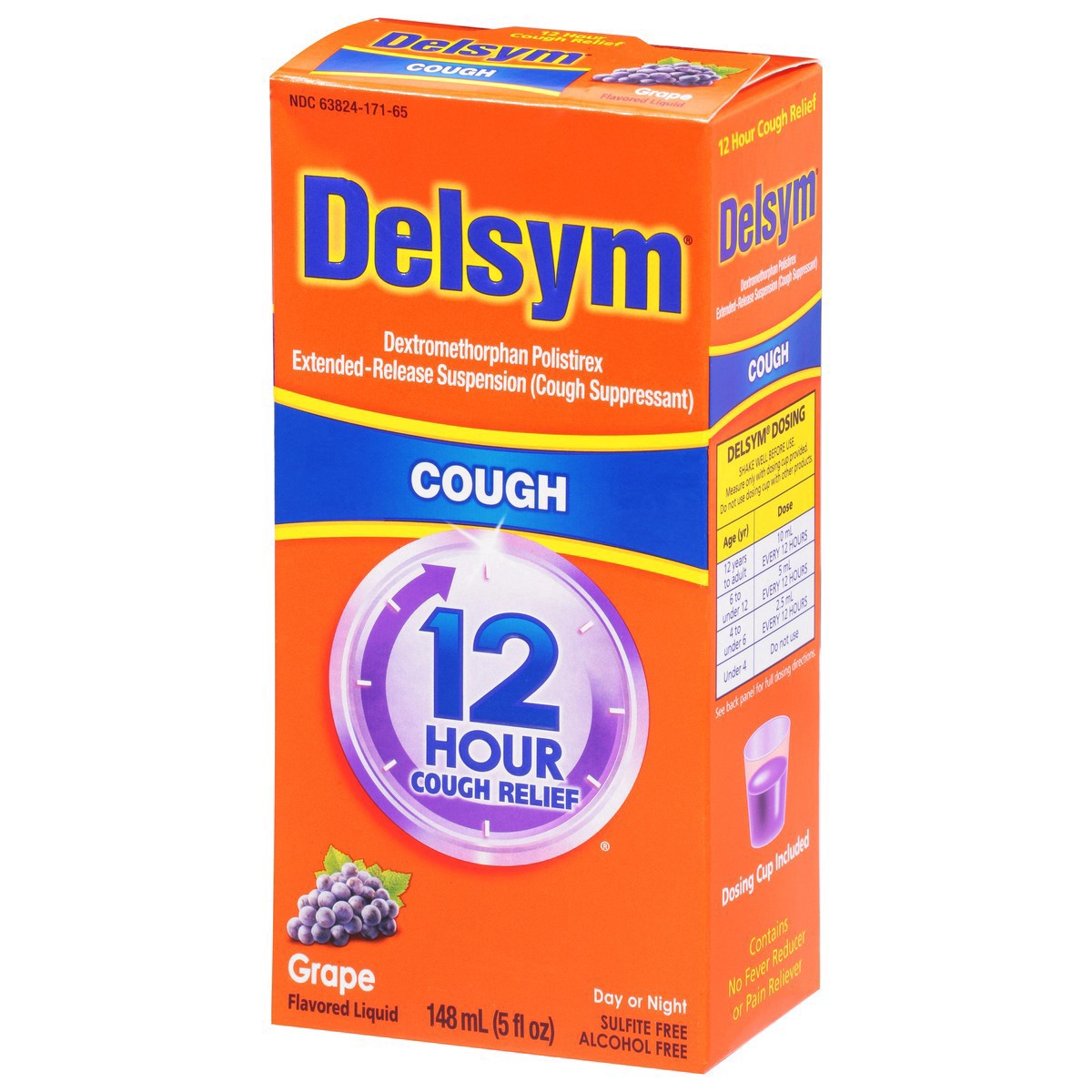 slide 13 of 14, Delsym Adult Cough Suppressant Liquid, Grape Flavor, 5 Ounce, 5 oz