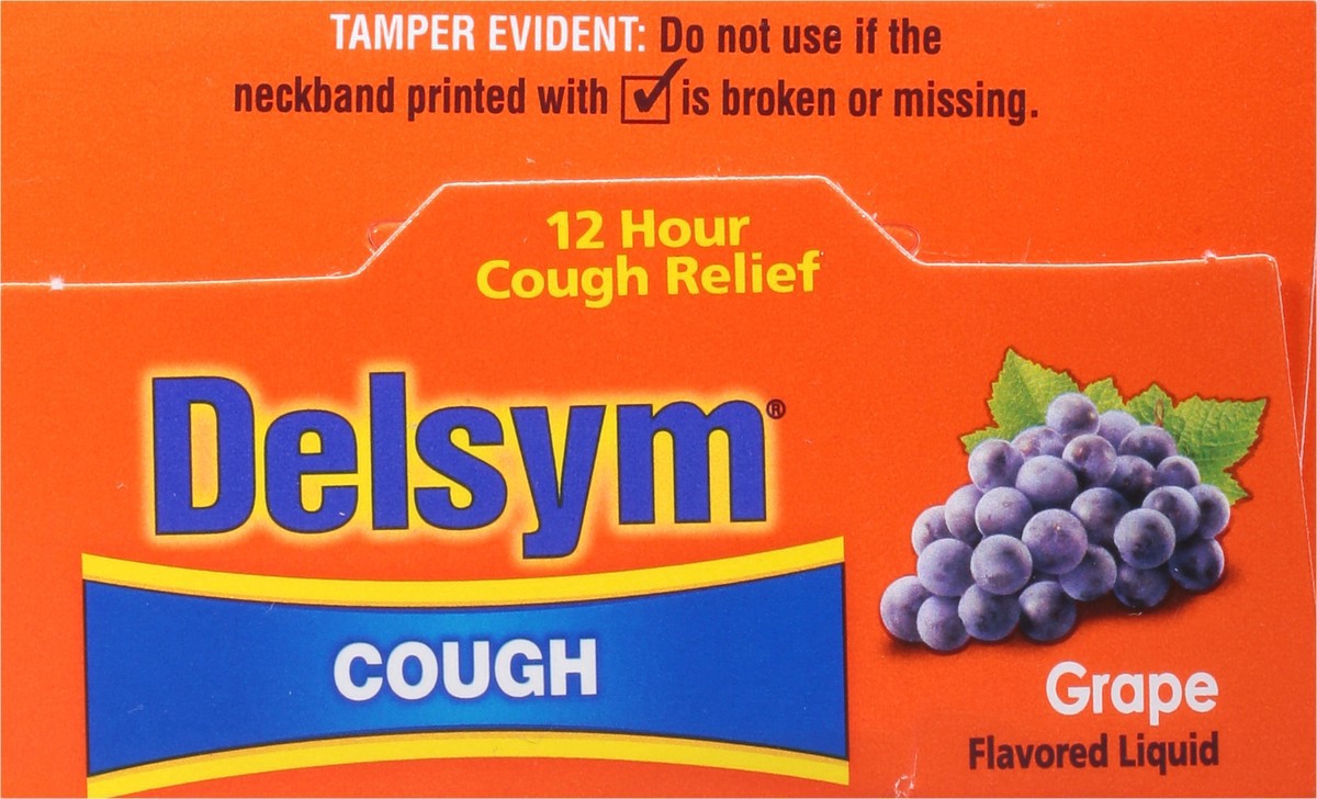 slide 5 of 14, Delsym Adult Cough Suppressant Liquid, Grape Flavor, 5 Ounce, 5 oz