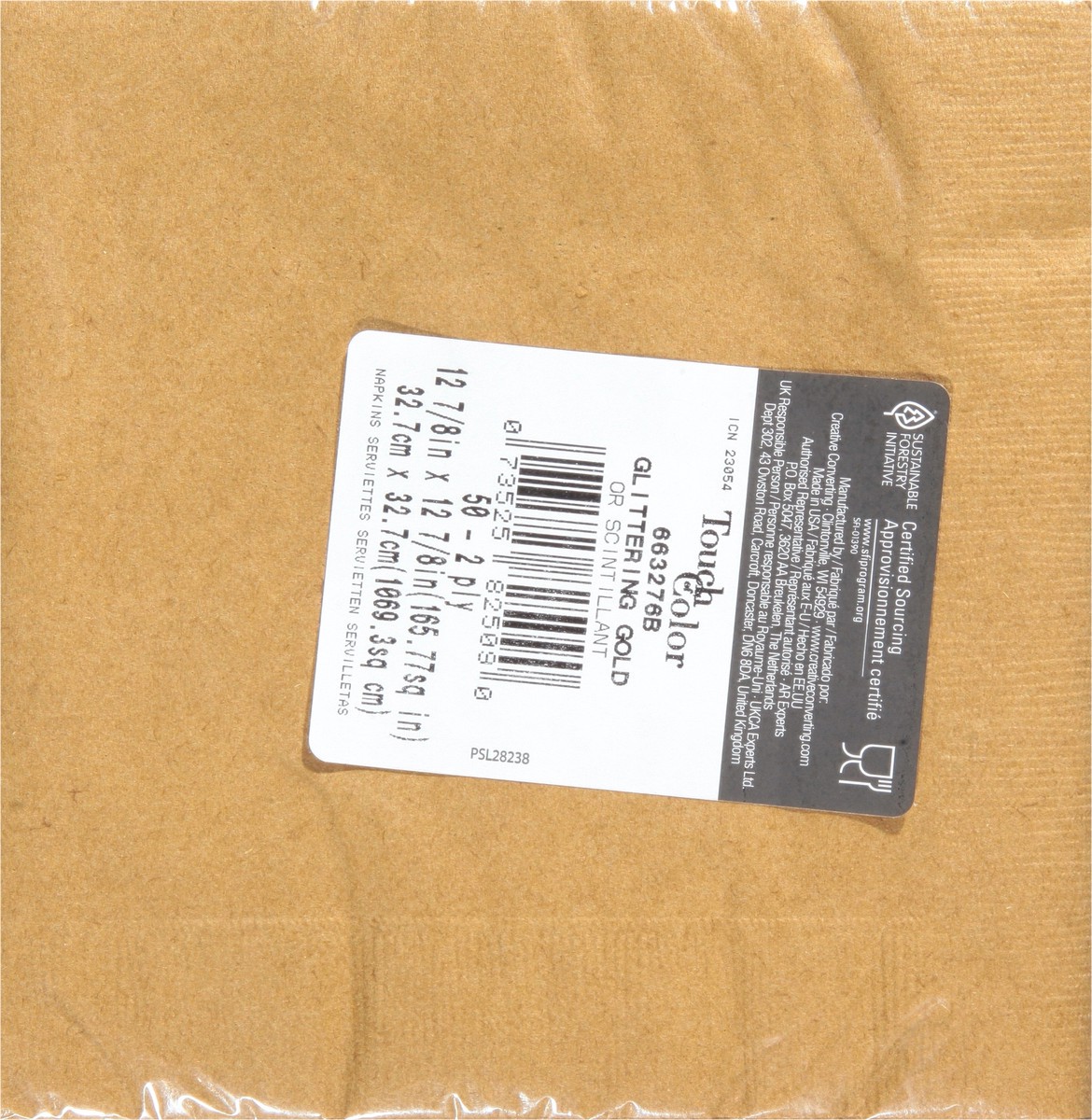 slide 11 of 11, Touch of Color Glittering Gold Napkins 50 ea, 50 ct