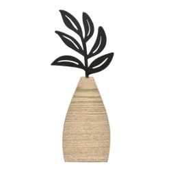 Mcs Wood Vase With Metal Plant 4.6X11.3X1.4