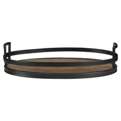 Mcs Metal And Wood Oval Tray 11X7