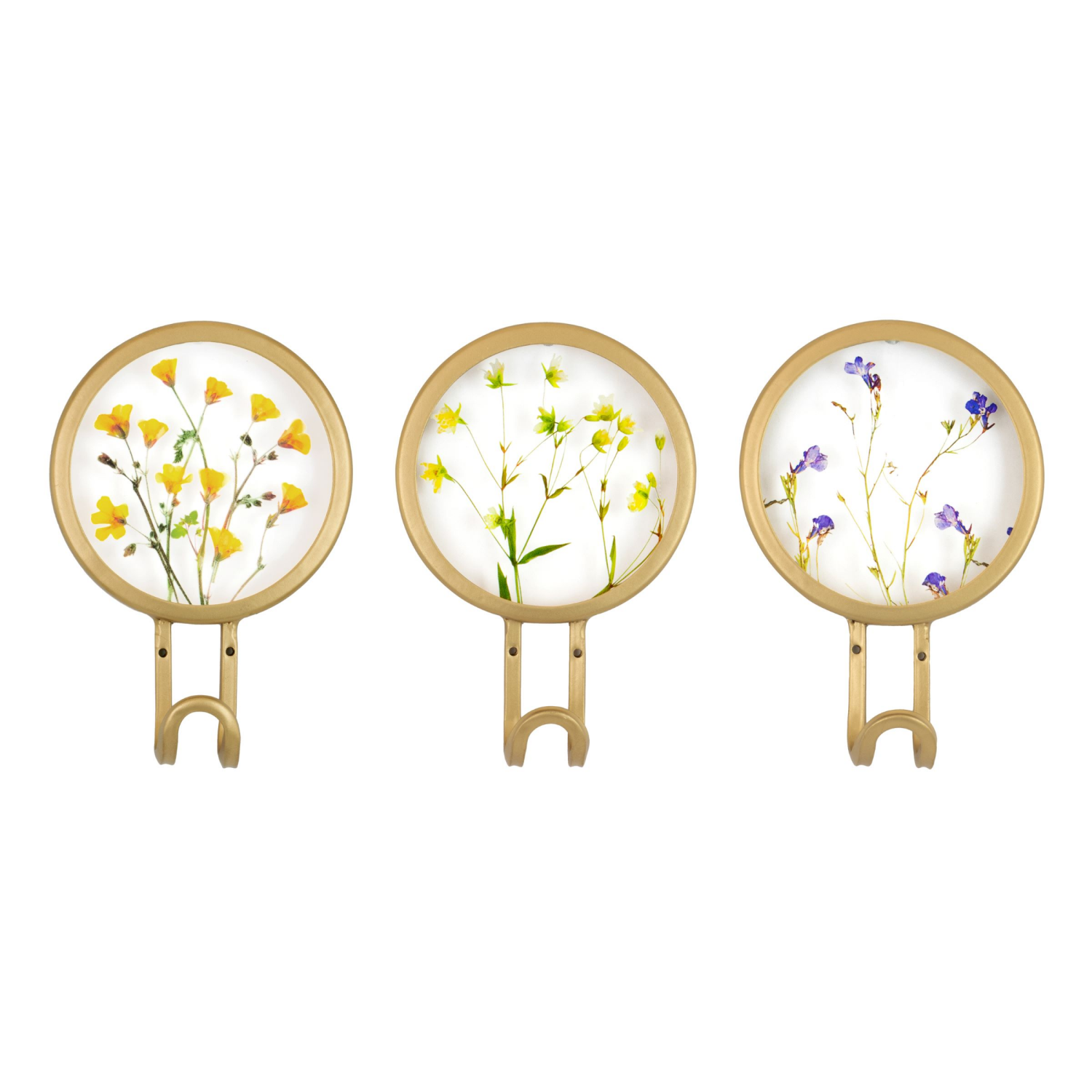 slide 1 of 1, MCS Brass Metal Pressed Flower Hook Set 3 piece, 3 ct