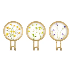 MCS Brass Metal Pressed Flower Hook Set 3 piece