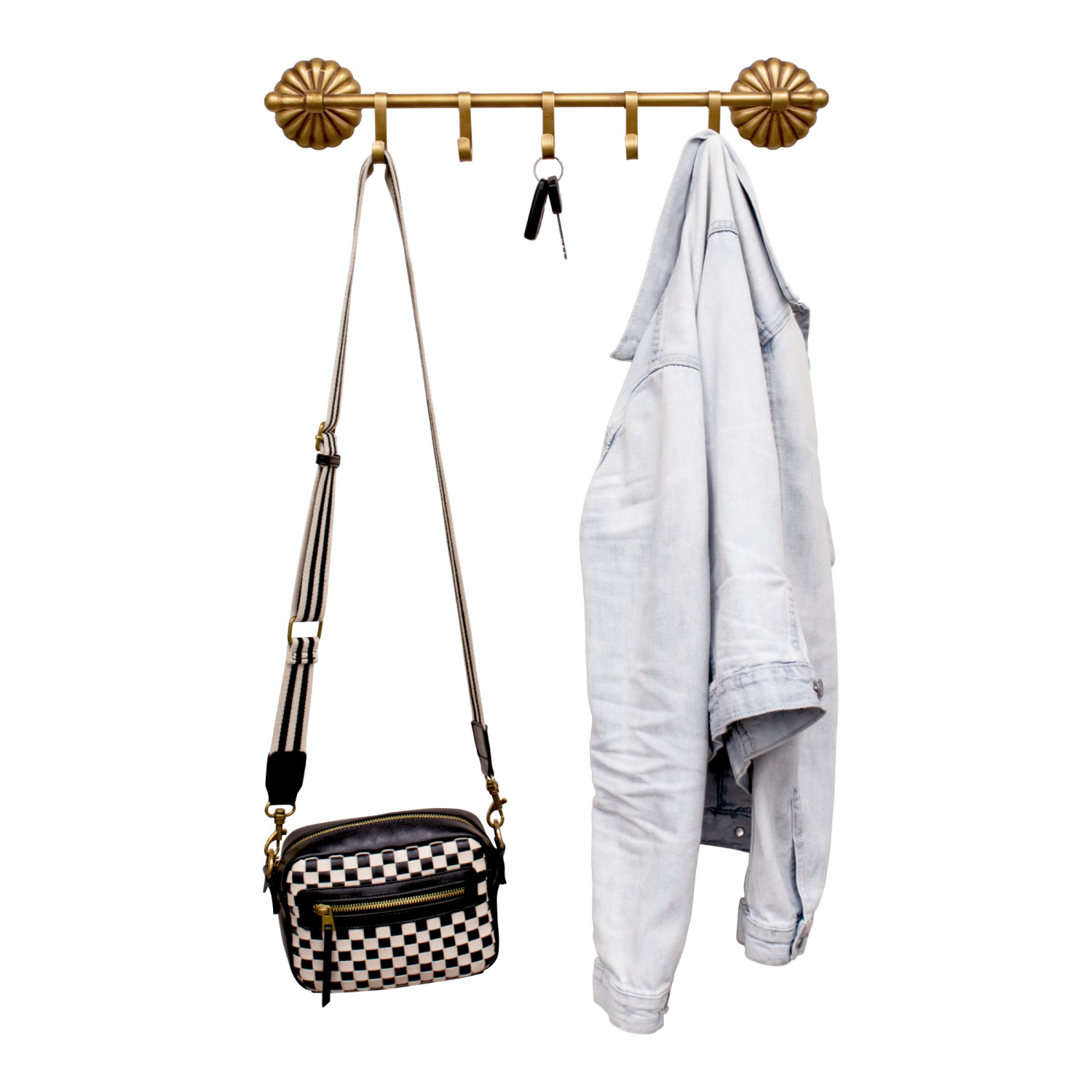 slide 2 of 3, MCS Brass Ornate Wall Hook with 5 Hooks, 20 in, 1 ct