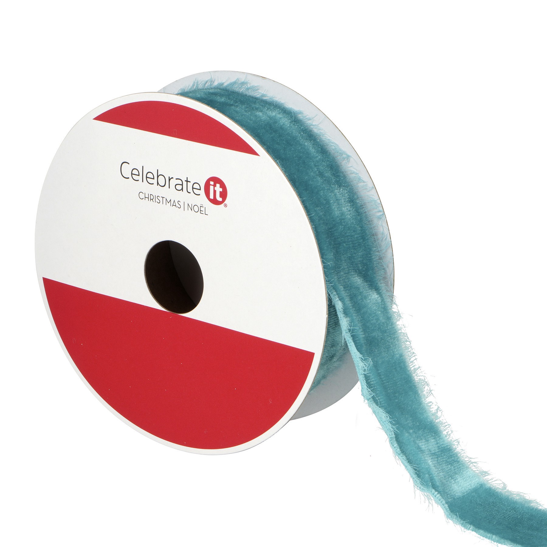 slide 3 of 3, 1.2" X 15ft. Turquoise Velvet Frayed Edge Ribbon By Celebrate It, 1.2 in x 15 ft