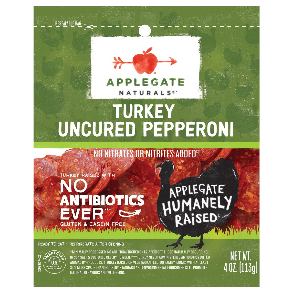 slide 1 of 10, Applegate Natural Uncured Turkey Pepperoni Sliced, 4 oz